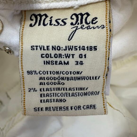 Miss Me Jeans Women's 26 (2) White Boot Cut Embellished Western Wear Summer - Picture 10 of 16